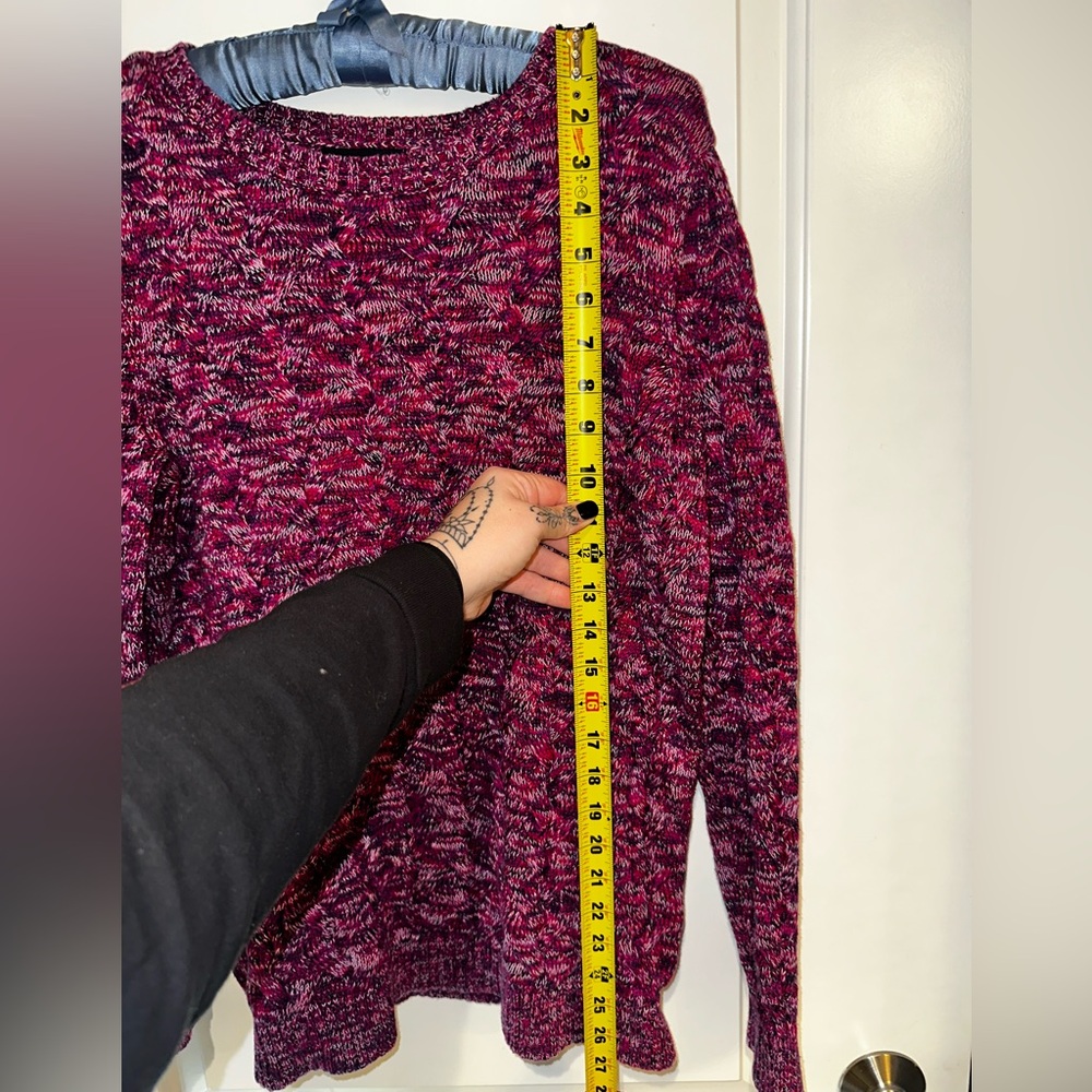 Lands’ End Drifter Cable Knit Sweater Marled Berry Size M - Picture 9 of 12